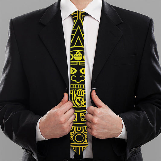 Black And Yellow Maya Calendar Print Necktie