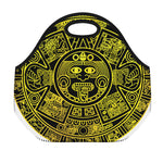 Black And Yellow Maya Calendar Print Neoprene Lunch Bag