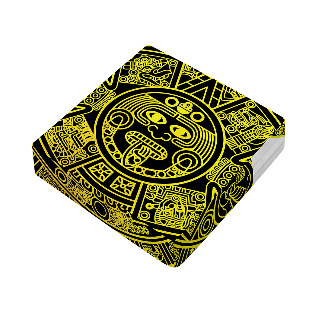 Black And Yellow Maya Calendar Print Outdoor Seat Cushion Cover