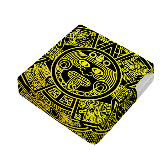 Black And Yellow Maya Calendar Print Outdoor Seat Cushion Cover