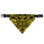 Black And Yellow Maya Calendar Print Over The Collar Dog Bandana