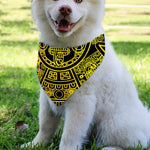 Black And Yellow Maya Calendar Print Over The Collar Dog Bandana