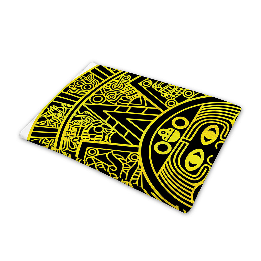 Black And Yellow Maya Calendar Print Pet Cooling Mat Cover