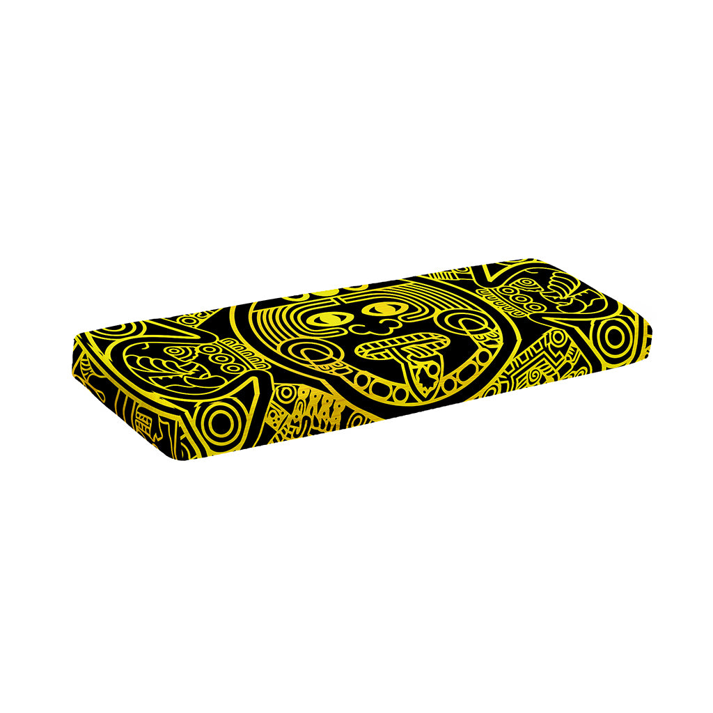 Black And Yellow Maya Calendar Print Piano Keyboard Cover