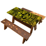 Black And Yellow Maya Calendar Print Picnic Table Cover