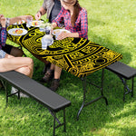 Black And Yellow Maya Calendar Print Picnic Table Cover