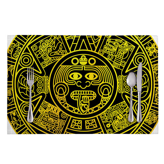 Black And Yellow Maya Calendar Print Placemat