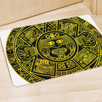 Black And Yellow Maya Calendar Print Polyester Doormat