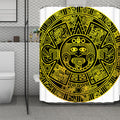 Black And Yellow Maya Calendar Print Polyester Shower Curtain