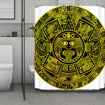Black And Yellow Maya Calendar Print Polyester Shower Curtain