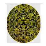 Black And Yellow Maya Calendar Print Polyester Shower Curtain