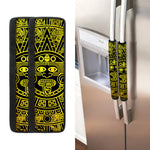 Black And Yellow Maya Calendar Print Refrigerator Handle Covers