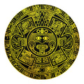 Black And Yellow Maya Calendar Print Round Blanket