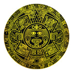 Black And Yellow Maya Calendar Print Round Blanket