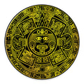 Black And Yellow Maya Calendar Print Round Floor Mat