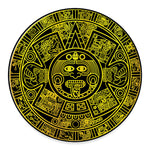 Black And Yellow Maya Calendar Print Round Floor Mat