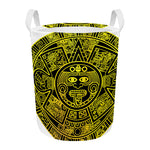 Black And Yellow Maya Calendar Print Round Laundry Basket