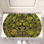 Black And Yellow Maya Calendar Print Rubber Doormat