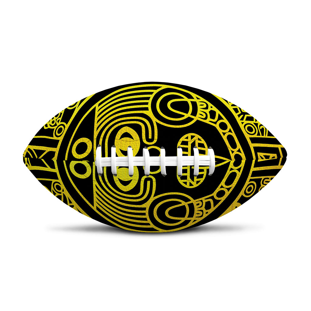 Black And Yellow Maya Calendar Print Rugby Ball