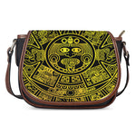 Black And Yellow Maya Calendar Print Saddle Bag