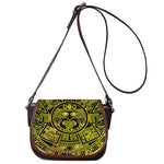 Black And Yellow Maya Calendar Print Saddle Bag