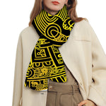 Black And Yellow Maya Calendar Print Scarf