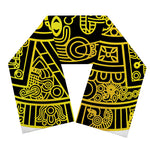 Black And Yellow Maya Calendar Print Scarf