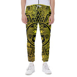 Black And Yellow Maya Calendar Print Scuba Joggers