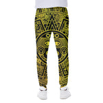 Black And Yellow Maya Calendar Print Scuba Joggers