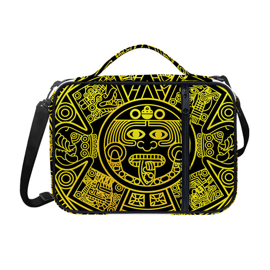 Black And Yellow Maya Calendar Print Shoulder Strap Bible Bag