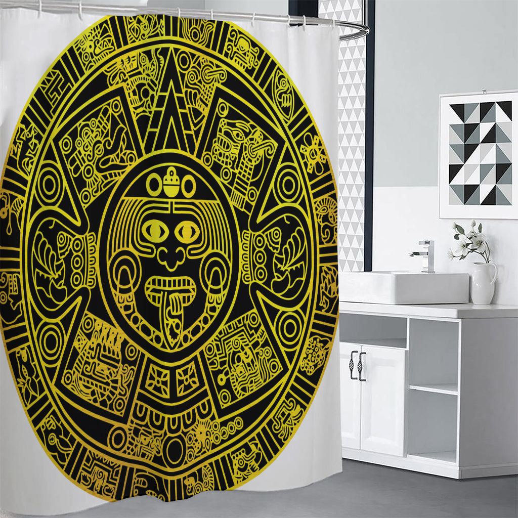 Black And Yellow Maya Calendar Print Shower Curtain