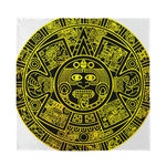 Black And Yellow Maya Calendar Print Silk Bandana