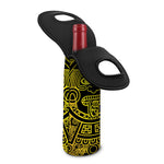 Black And Yellow Maya Calendar Print Single Neoprene Wine Tote