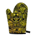 Black And Yellow Maya Calendar Print Single Oven Mitt