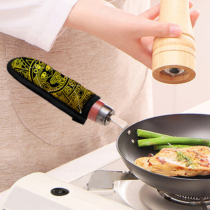 Black And Yellow Maya Calendar Print Skillet Handle Cover