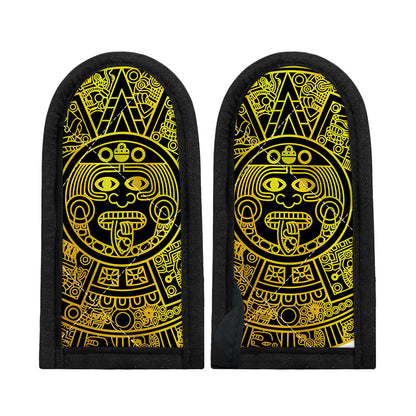 Black And Yellow Maya Calendar Print Skillet Handle Cover