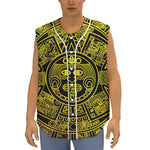Black And Yellow Maya Calendar Print Sleeveless Baseball Jersey