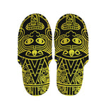 Black And Yellow Maya Calendar Print Slippers