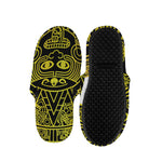 Black And Yellow Maya Calendar Print Slippers