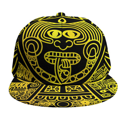 Black And Yellow Maya Calendar Print Snapback Cap