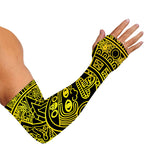 Black And Yellow Maya Calendar Print Sun Protection Arm Sleeves