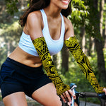 Black And Yellow Maya Calendar Print Sun Protection Arm Sleeves