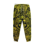 Black And Yellow Maya Calendar Print Sweatpants
