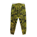 Black And Yellow Maya Calendar Print Sweatpants