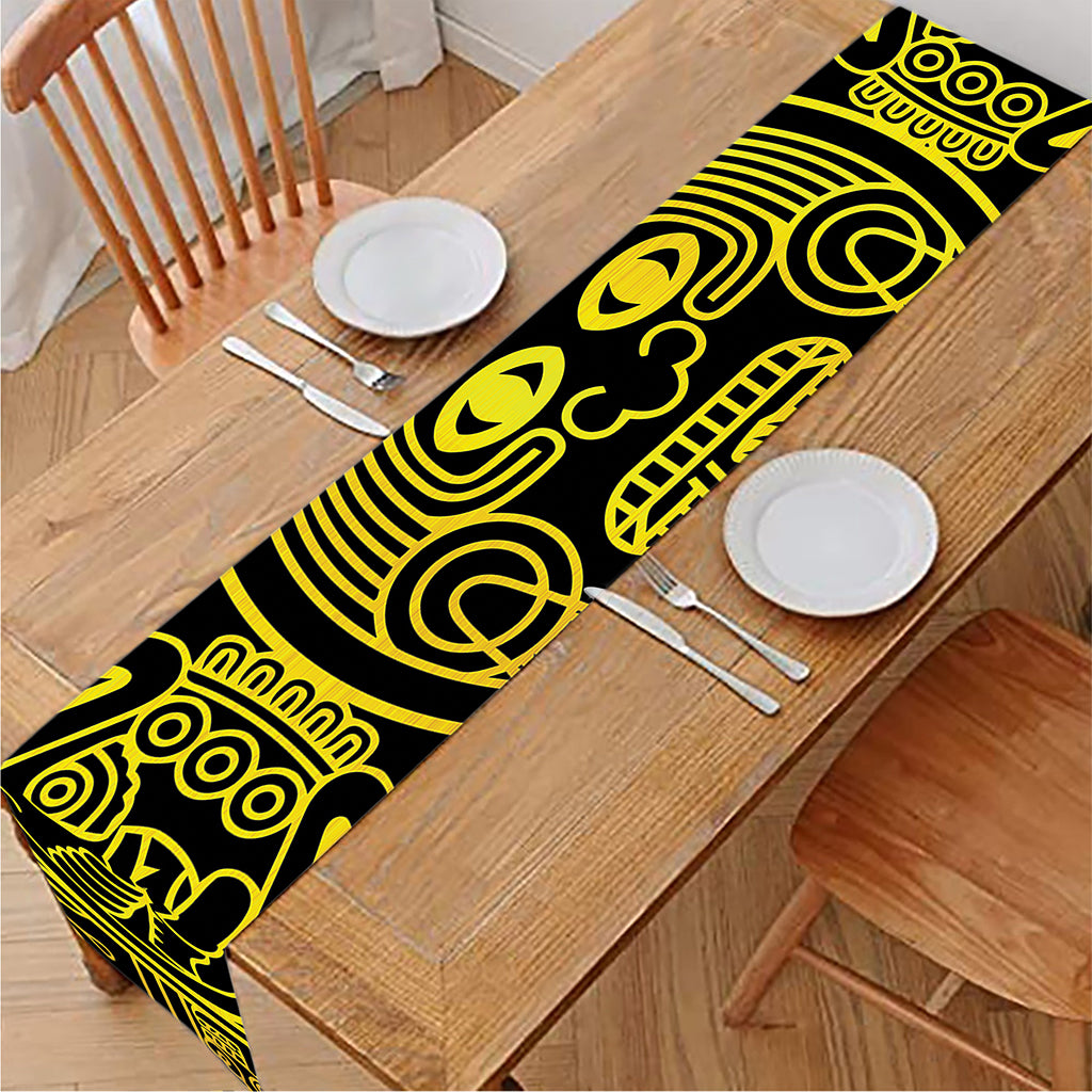 Black And Yellow Maya Calendar Print Table Runner