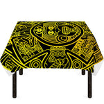 Black And Yellow Maya Calendar Print Tablecloth