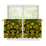 Black And Yellow Maya Calendar Print Tier Curtains