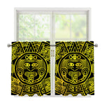 Black And Yellow Maya Calendar Print Tier Curtains