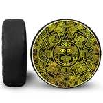 Black And Yellow Maya Calendar Print Tire Cover