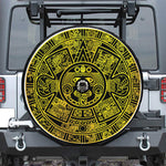 Black And Yellow Maya Calendar Print Tire Cover With Camera Hole